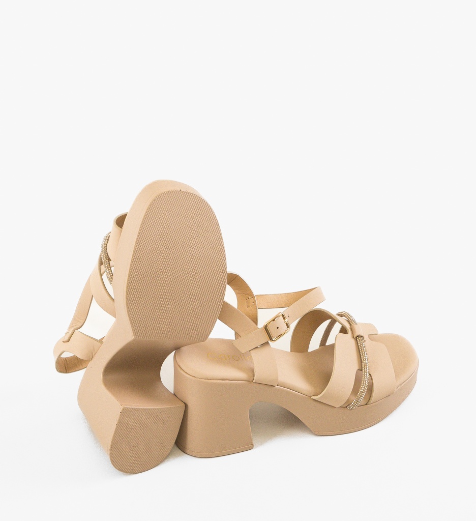 Sandale cu toc Mariko Khaki - 4 | YEO