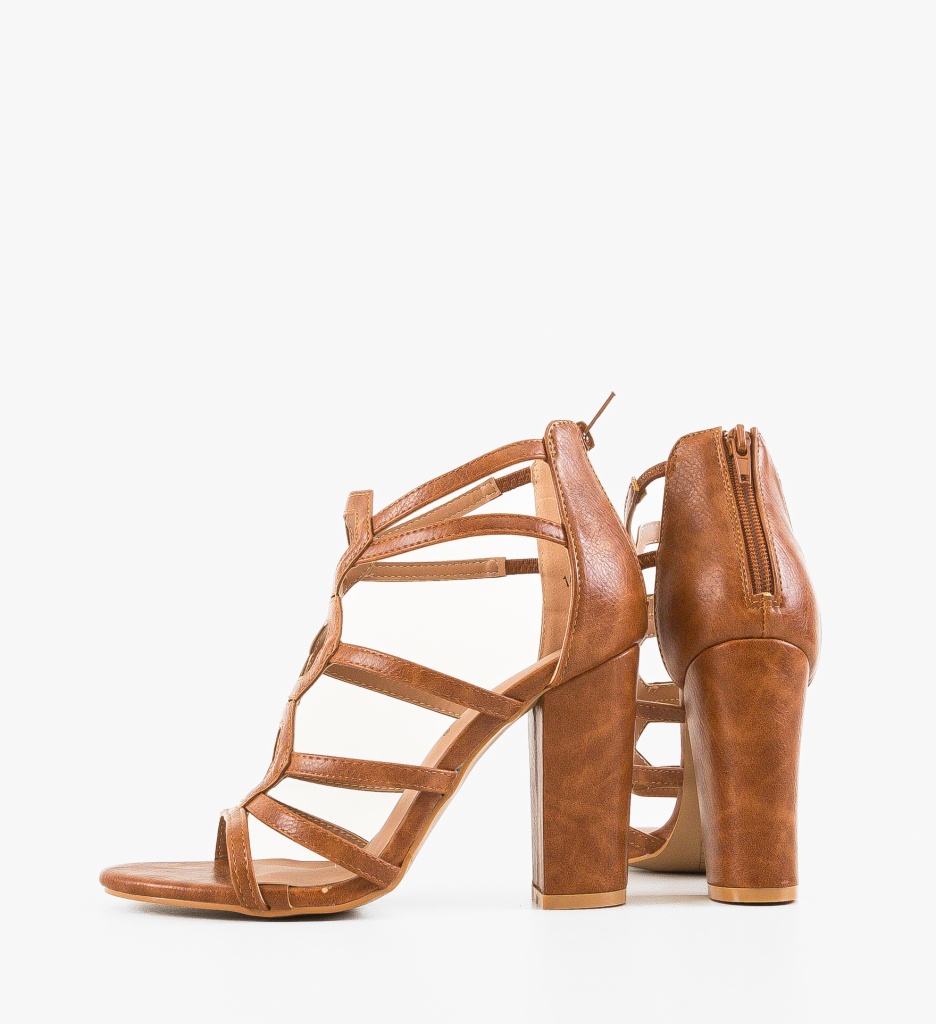Sandale cu toc Polly Camel - 4 | YEO