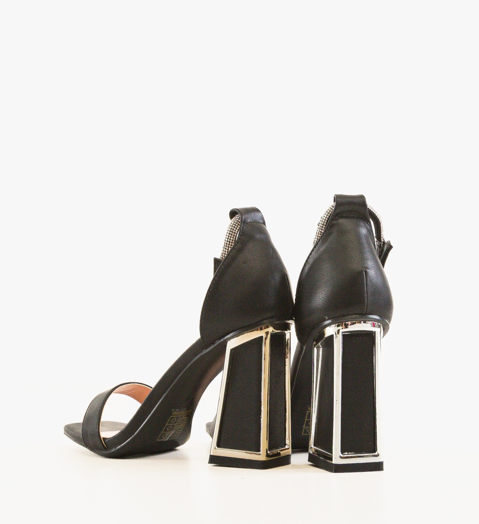 Sandale cu toc Sapphire Negre - 3 | YEO