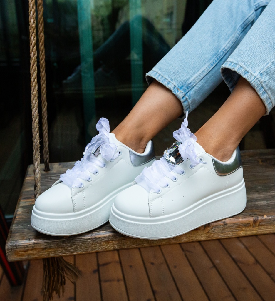 Sneakers dama Rhiann Argintii - 5 | YEO