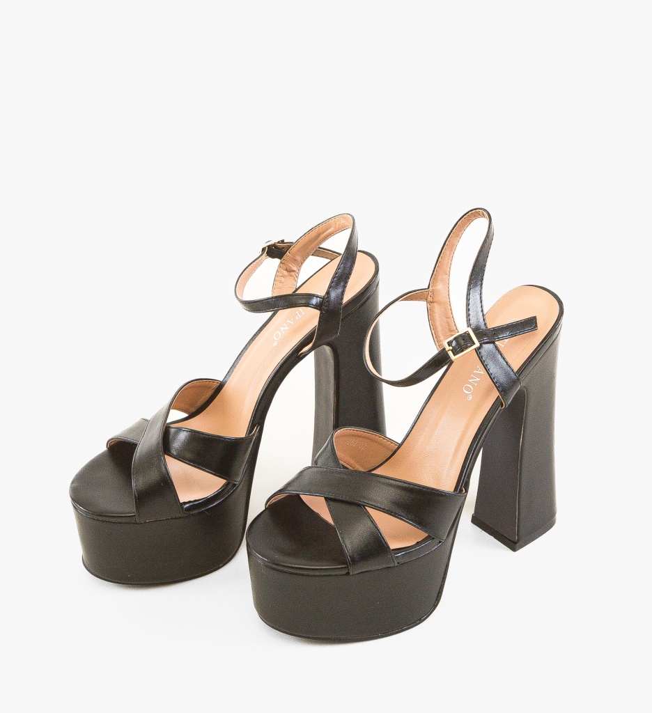 Sandale cu toc Donna Negre - 4 | YEO