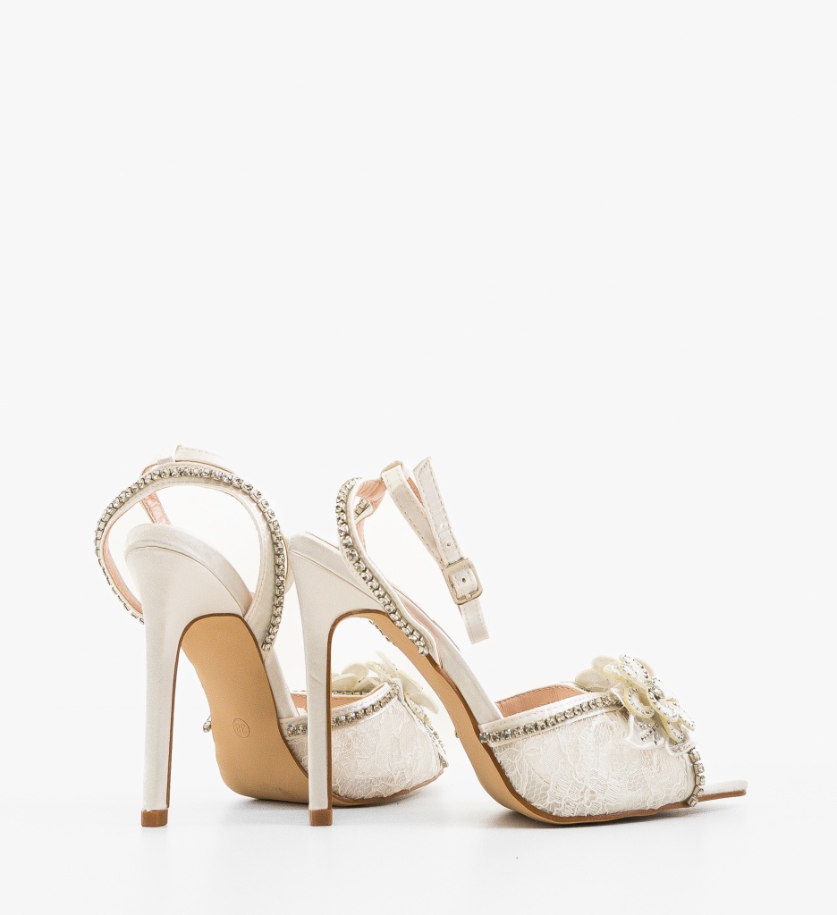 Sandale cu toc Kurtis Albe - 1 | YEO