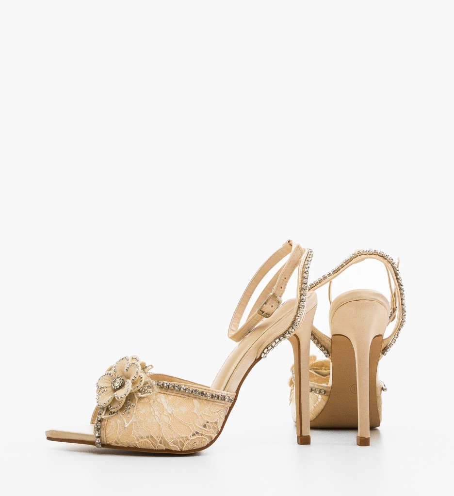Sandale cu toc Kurtis Bej - 2 | YEO
