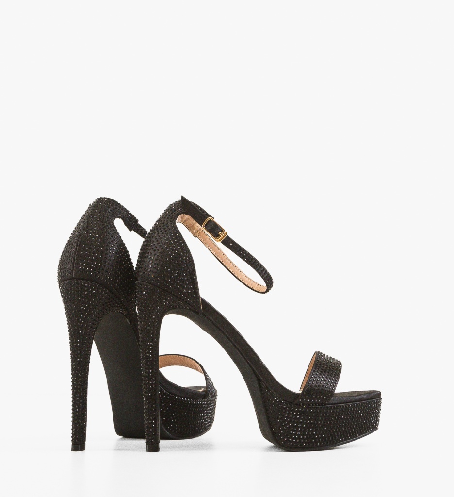 Sandale cu toc Pycre Negre - 5 | YEO