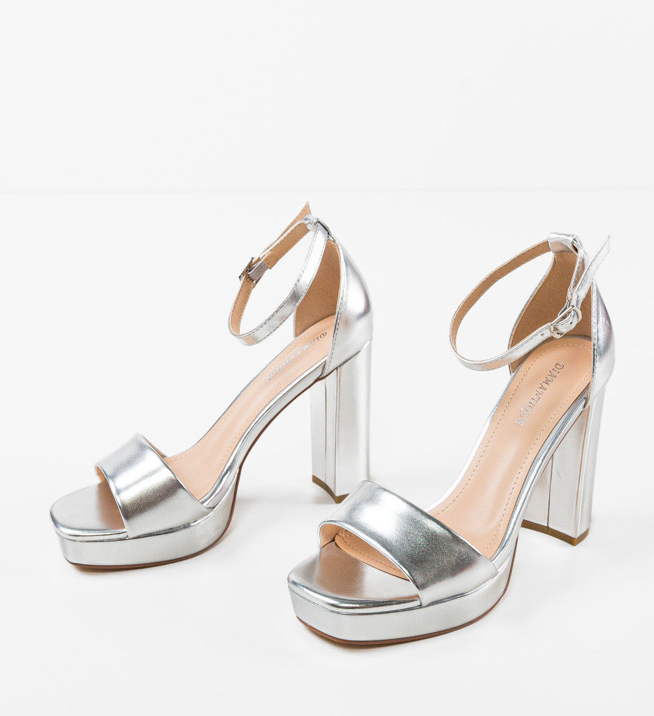 Poze Sandale cu toc Abimbo Argintii depurtat.ro 