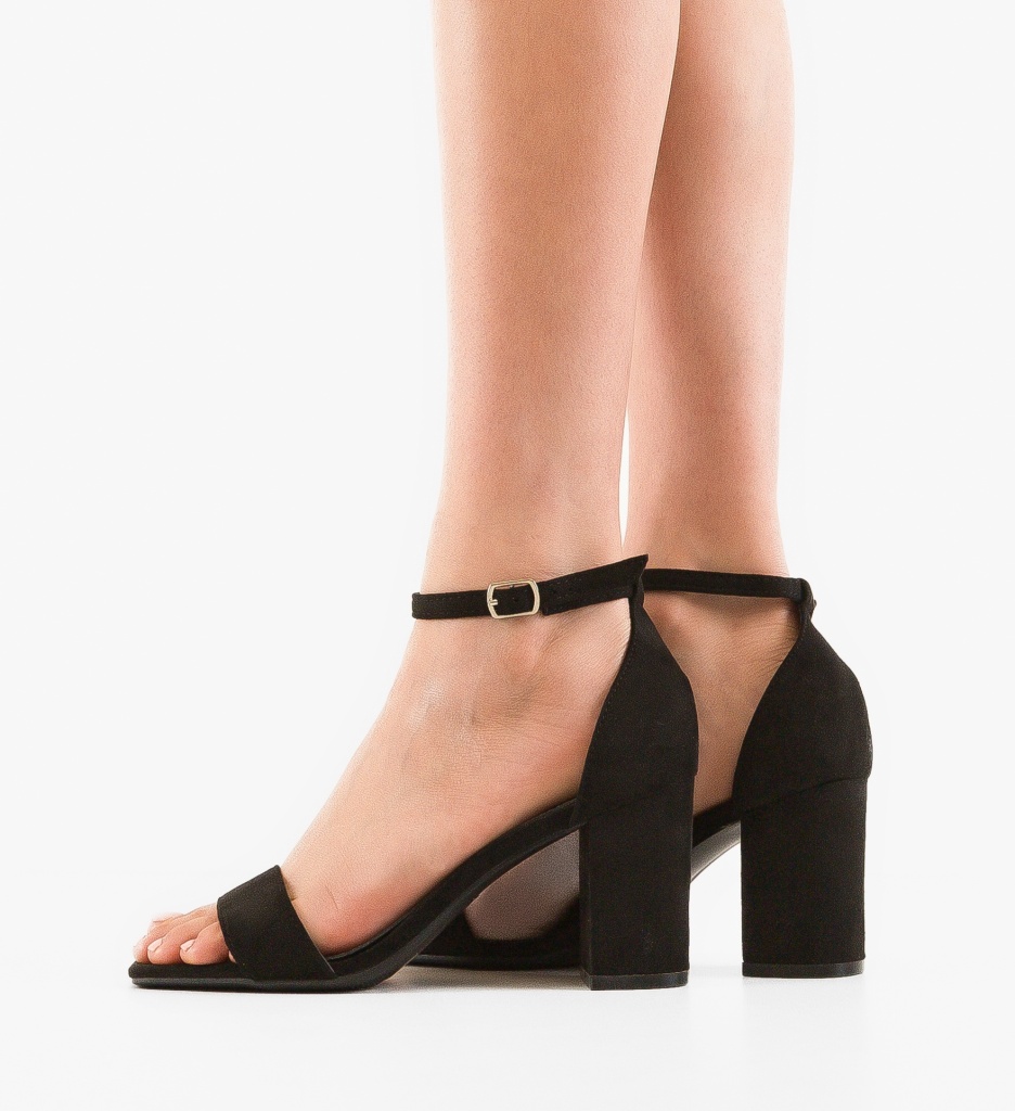 Sandale cu toc Huff Negre - 1 | YEO