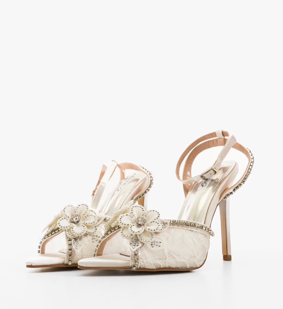 Sandale cu toc Kurtis Albe - 2 | YEO