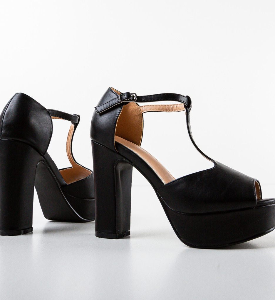 Poze Sandale cu toc Rivers Negre depurtat.ro 