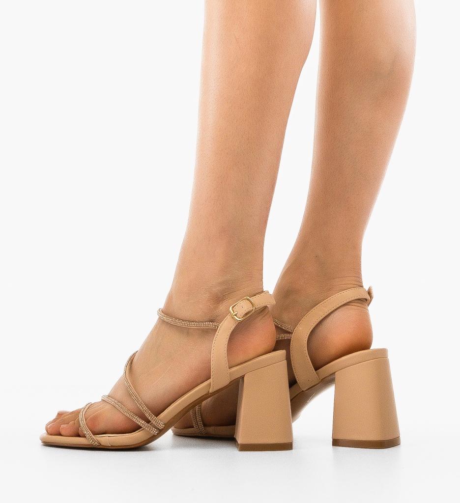 Sandale cu toc Rolo Nude - 1 | YEO