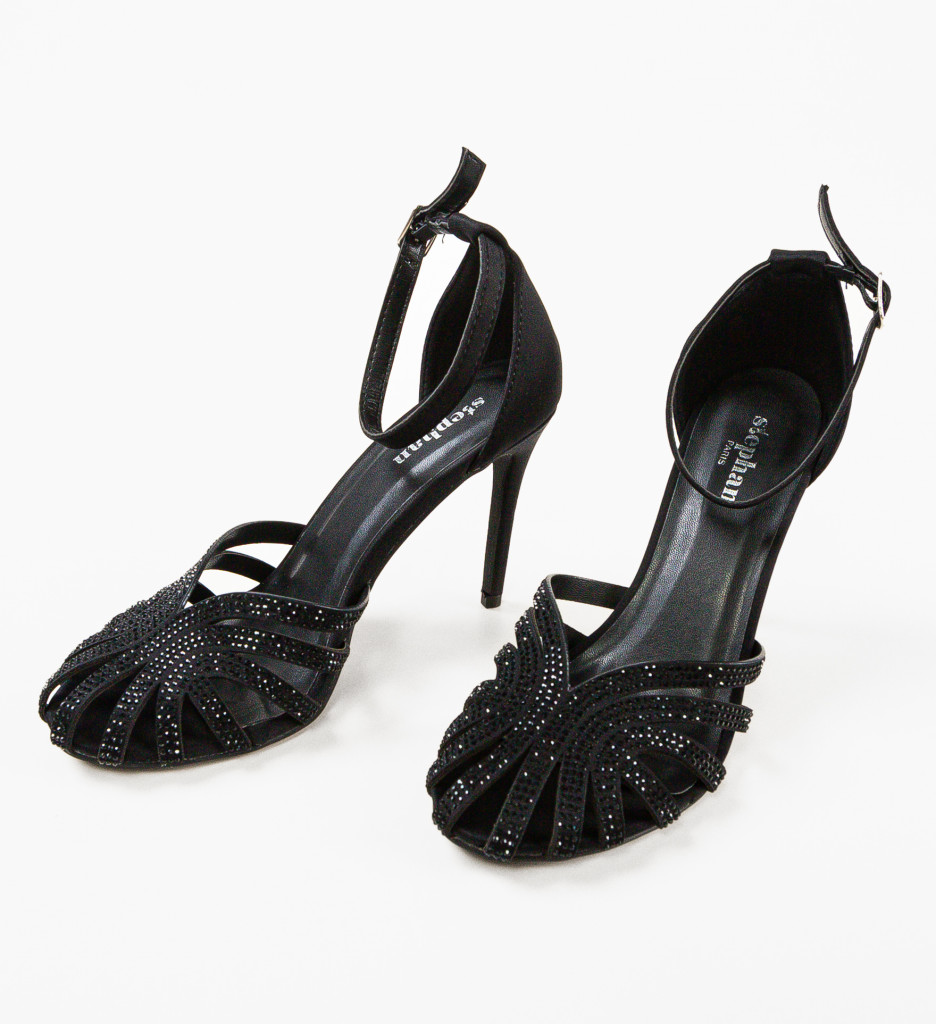Sandale cu toc Rouam Negre - 5 | YEO