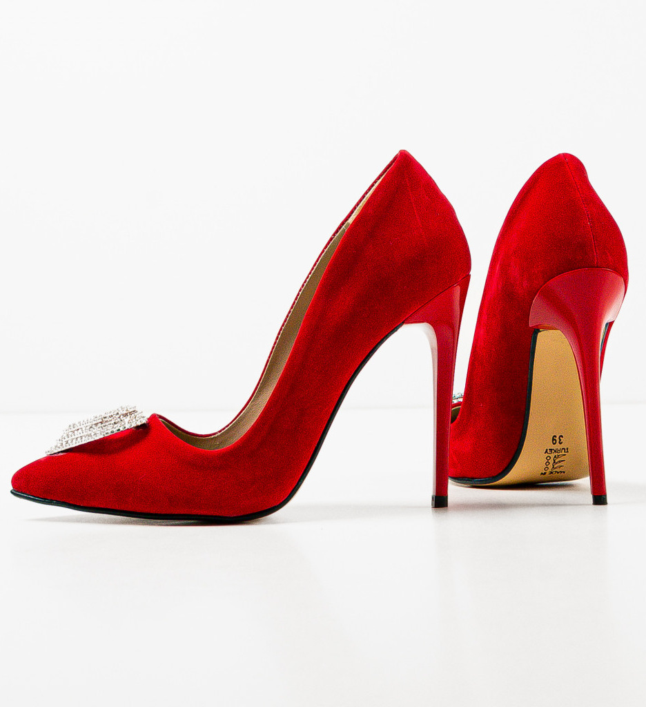Pantofi cu toc Deltafor Rosii - 5 | YEO