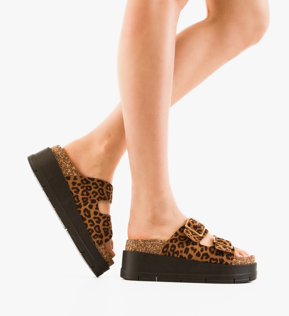 Papuci dama Olive Animal Print - 1 | YEO