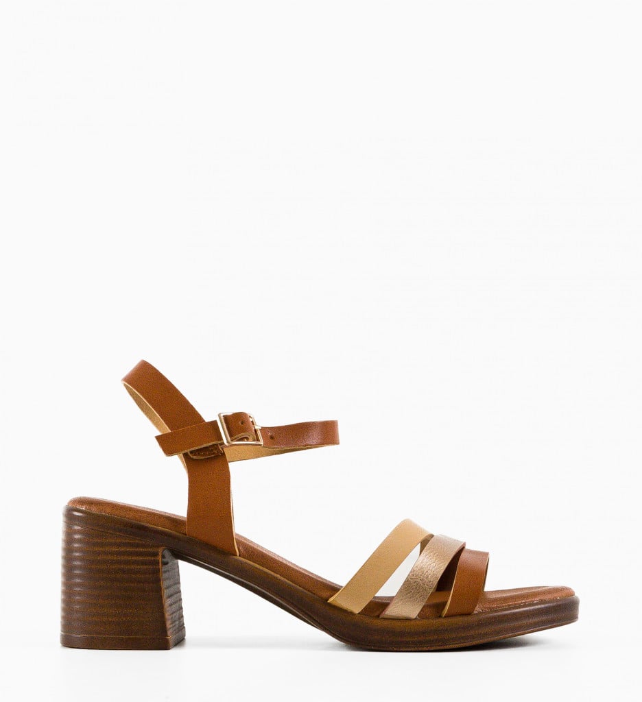 Sandale cu toc Fiore Camel - 3 | YEO