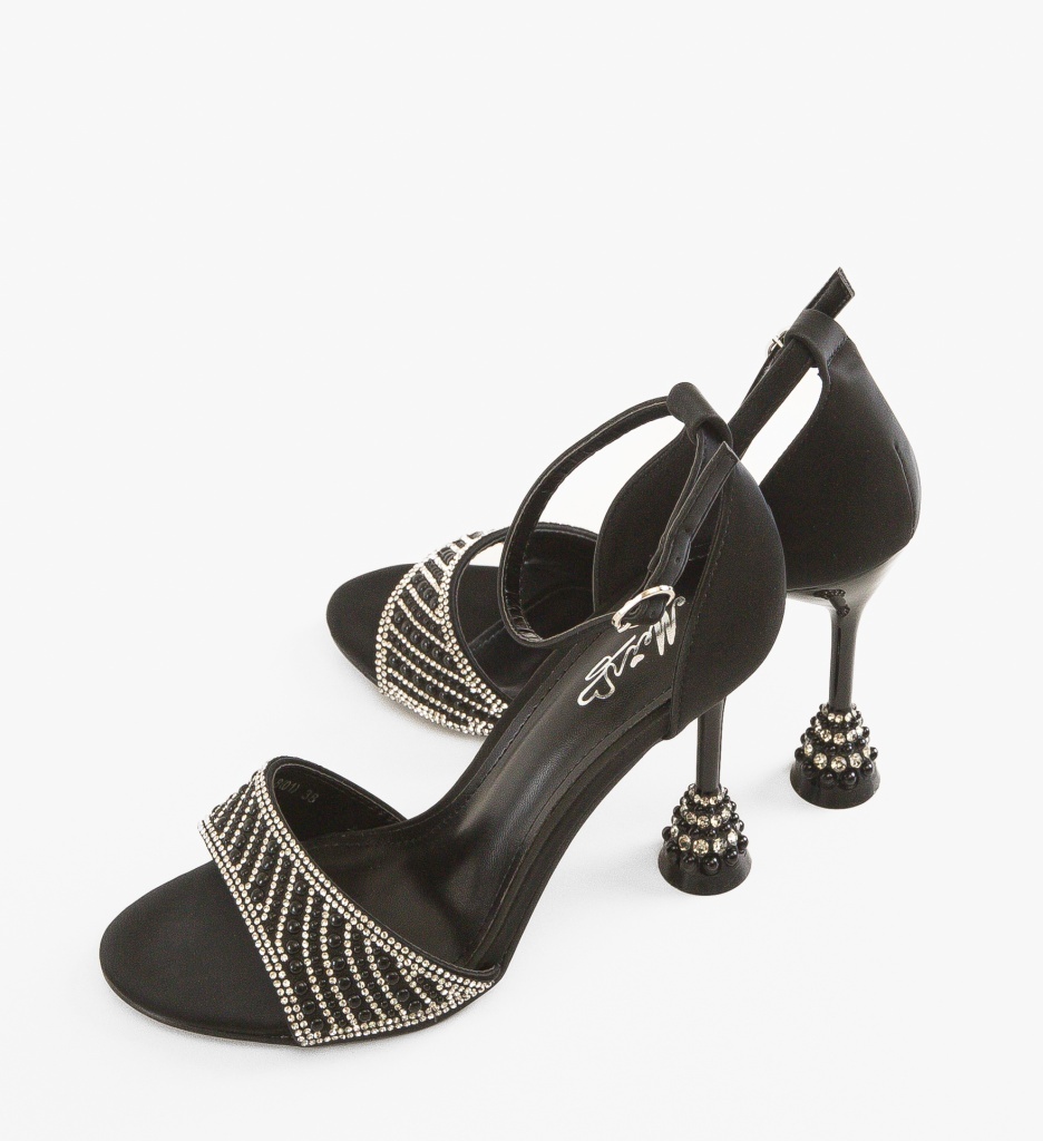 Sandale cu toc Peralo Negre - 4 | YEO