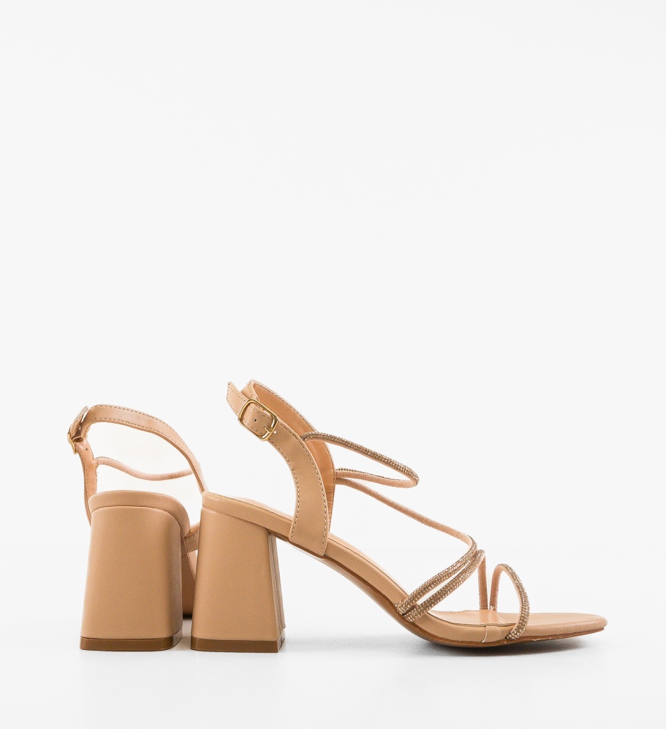 Sandale cu toc Rolo Nude - 2 | YEO