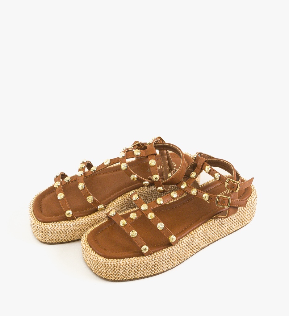 Sandale dama Straw Camel - 4 | YEO