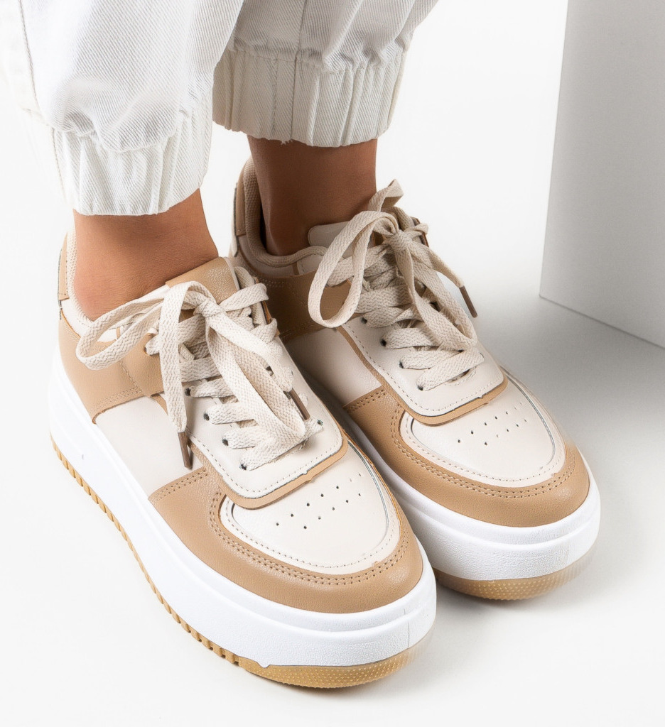 Sneakers dama Hughes Bej - 1 | YEO