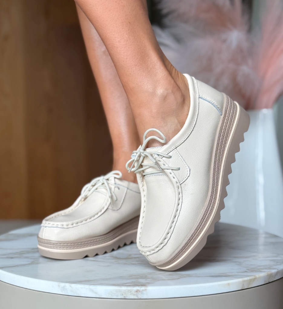 Pantofi Casual Sag Bej - 2 | YEO