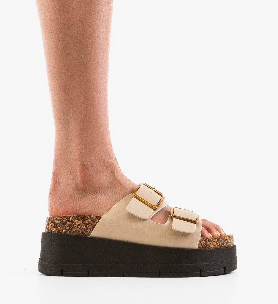 Papuci dama Olive Bej - 5 | YEO