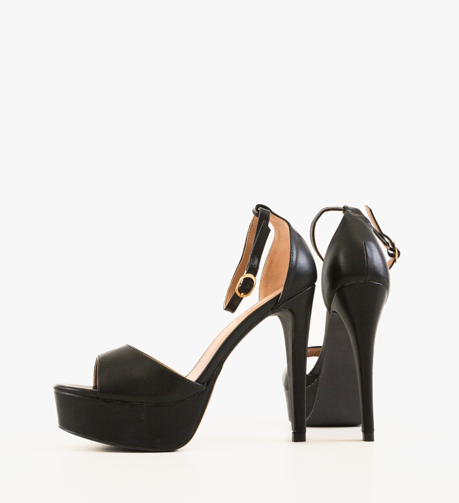 Sandale cu toc Donna Negre - 3 | YEO