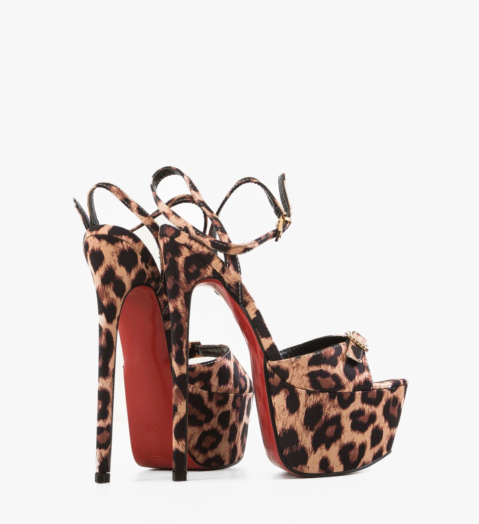 Sandale cu toc Glintor Print - 4 | YEO