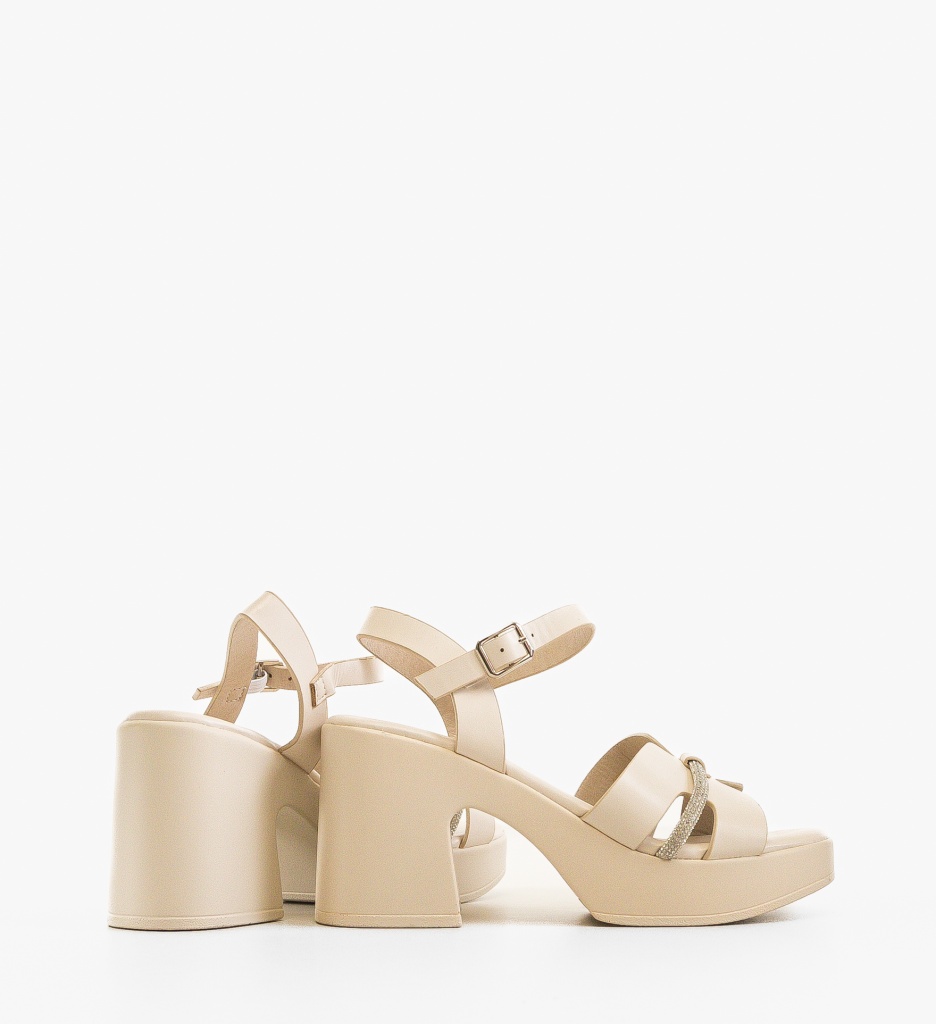 Sandale cu toc Mariko Bej - 2 | YEO