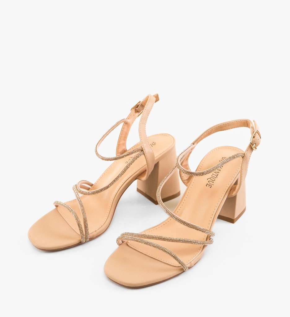 Sandale cu toc Rolo Nude - 3 | YEO