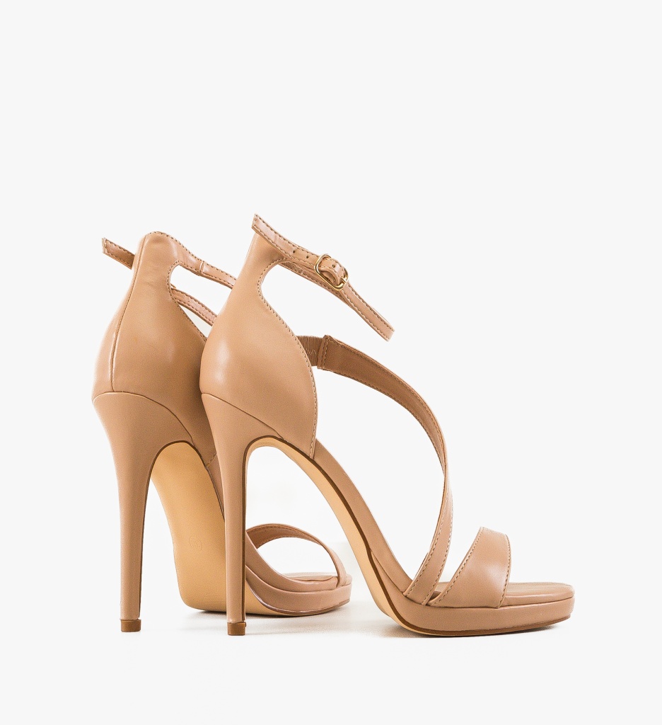 Sandale cu toc Rosean Nude - 3 | YEO