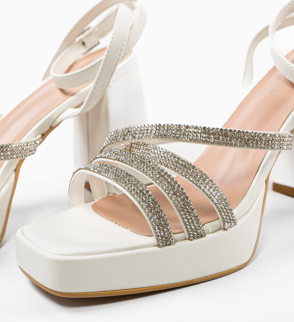 Poze Sandale cu toc Shohre Albe depurtat.ro 