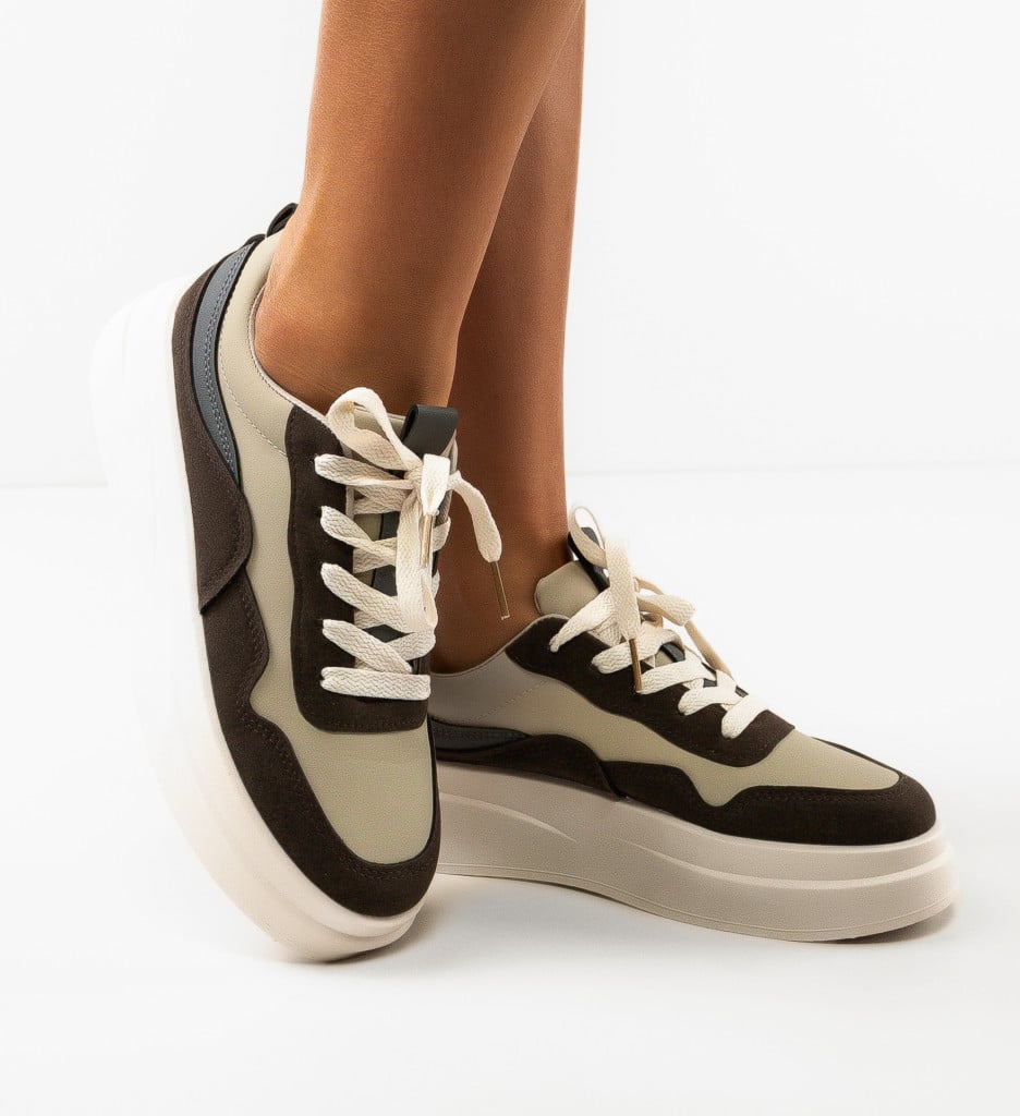 Sneakers dama Oradela Khaki - 2 | YEO