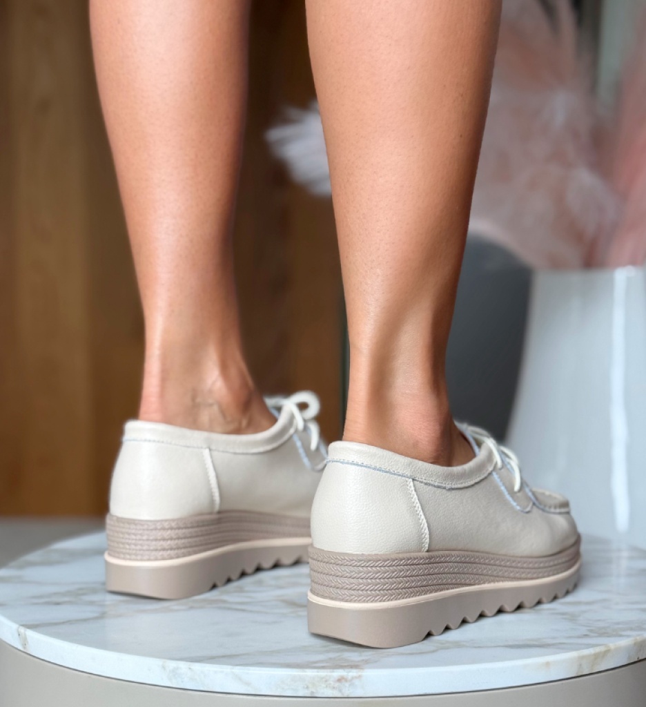 Pantofi Casual Sag Bej - 3 | YEO
