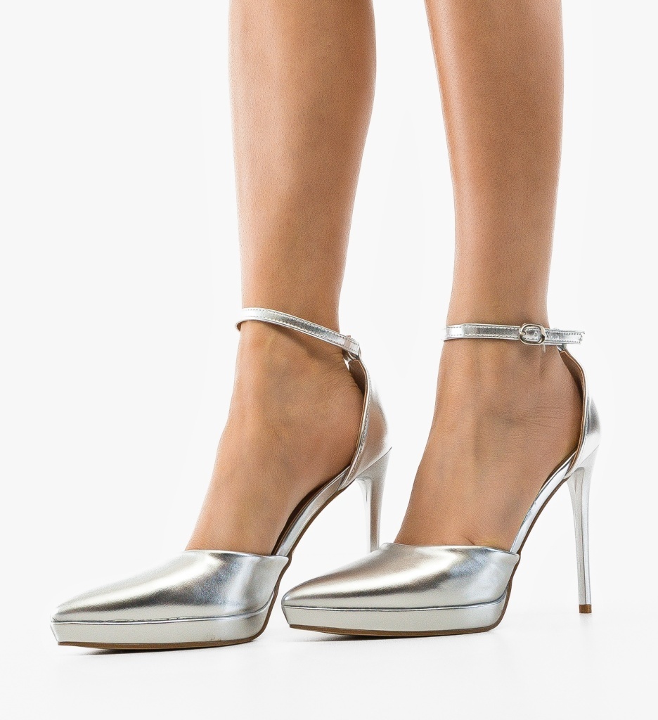 Pantofi dama Kamine Argintii - imagine 5