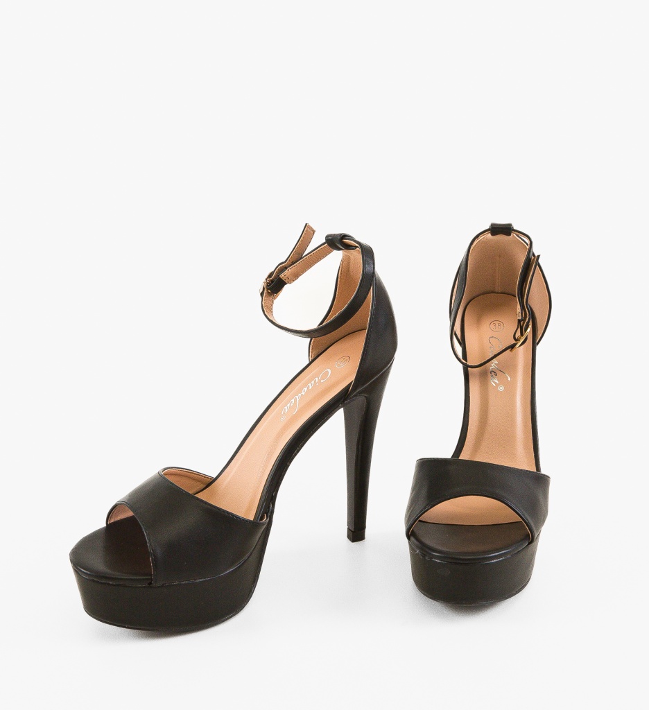 Sandale cu toc Donna Negre - 4 | YEO