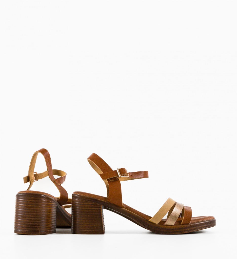 Sandale cu toc Fiore Camel - 5 | YEO