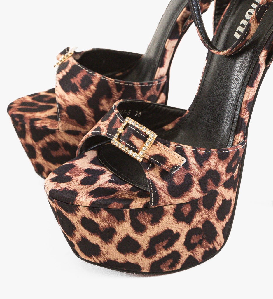 Sandale cu toc Glintor Print - 5 | YEO