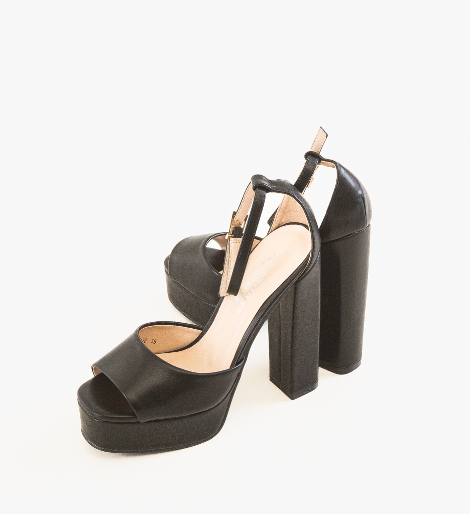 Sandale cu toc Guzman Negre - 4 | YEO