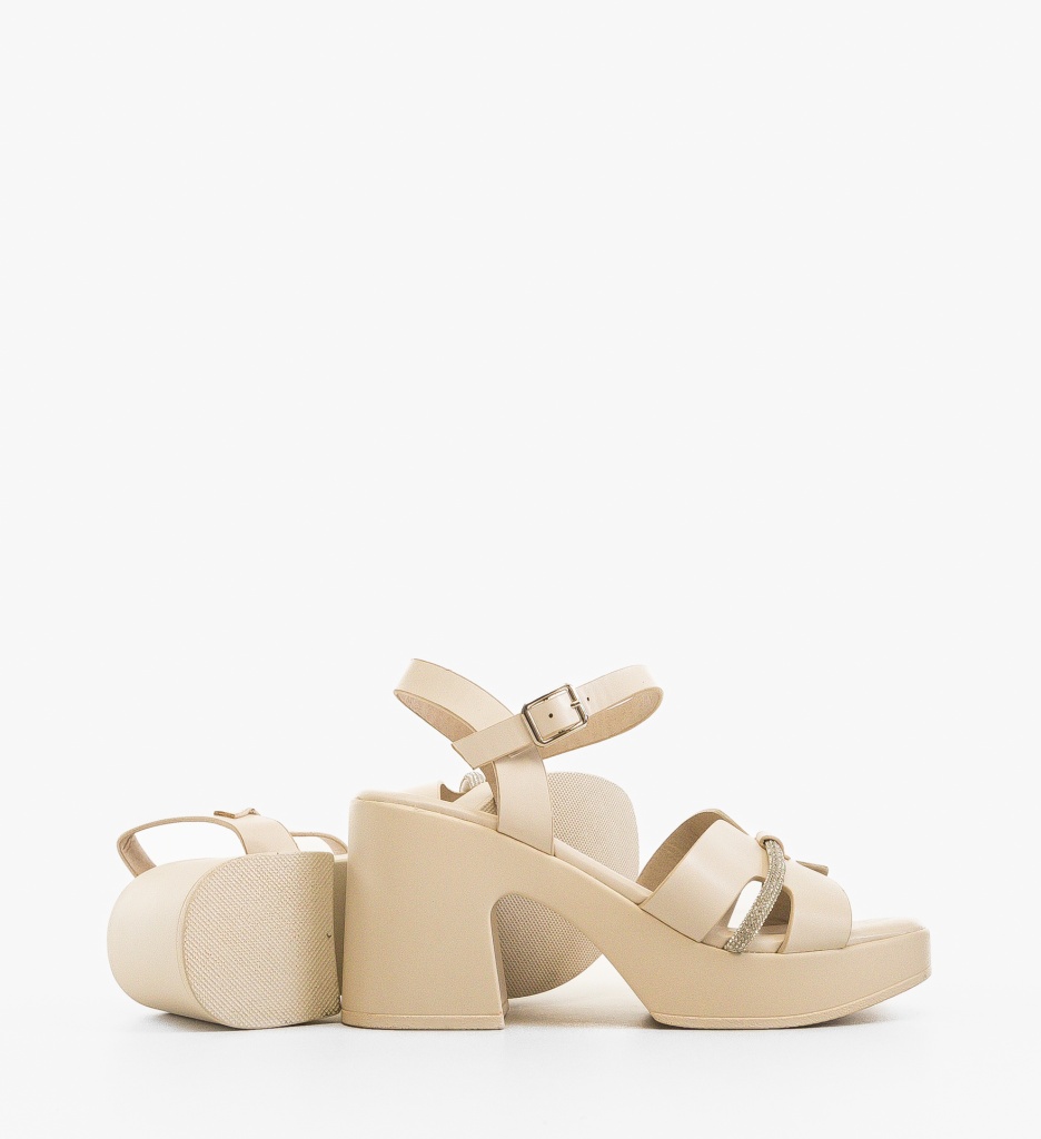 Sandale cu toc Mariko Bej - 3 | YEO