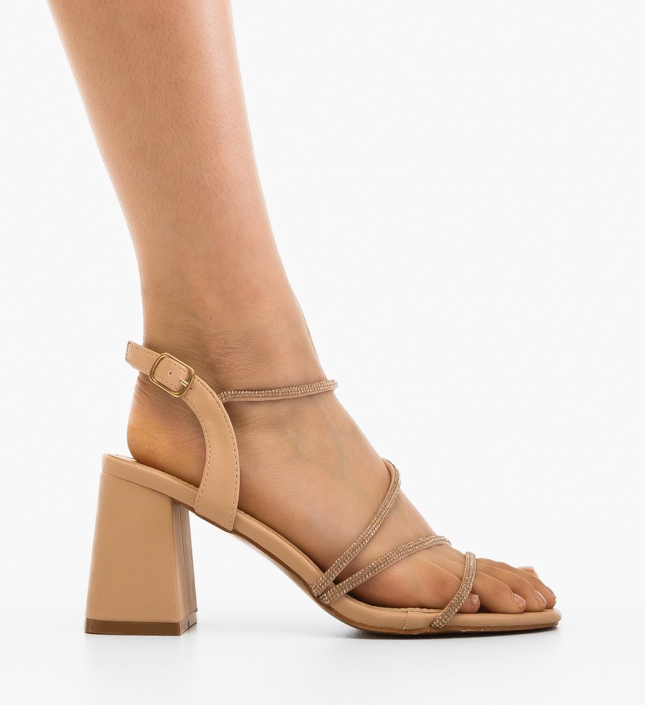 Sandale cu toc Rolo Nude - 4 | YEO