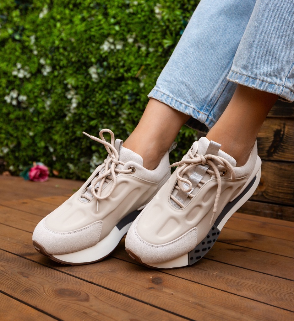 Sneakers dama Kajmer Bej - 1 | YEO