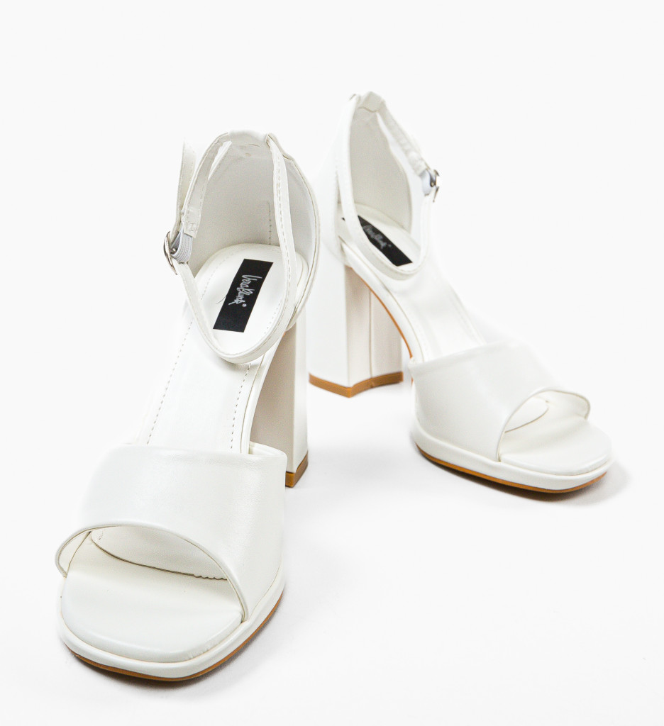 Poze Sandale cu toc Apolon Albe depurtat.ro 