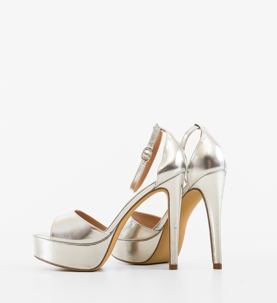 Sandale cu toc Donna Argintii - 3 | YEO
