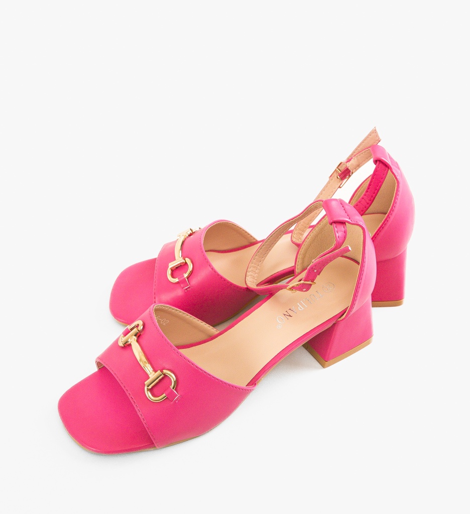 Sandale cu toc Mann Fuchsia - 4 | YEO