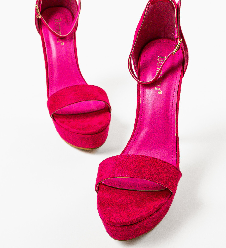 Sandale cu toc Olink Fuchsia - 5 | YEO