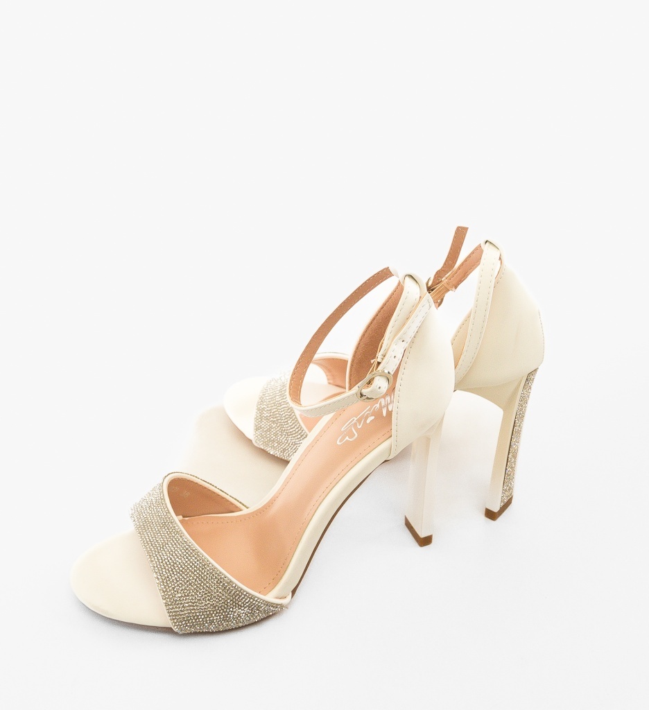 Sandale cu toc Valenta Albe - 2 | YEO