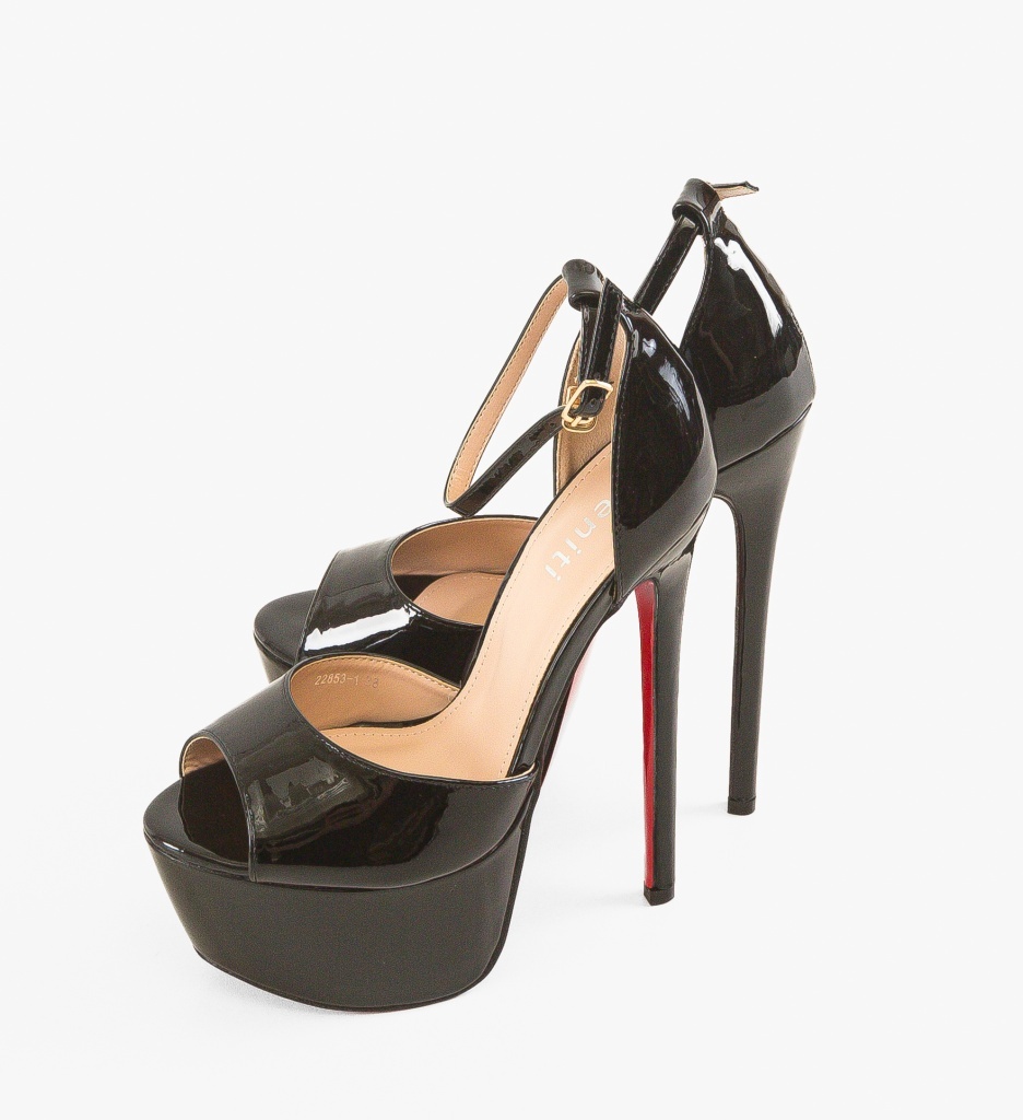 Sandale cu toc Venyz Negre - 5 | YEO