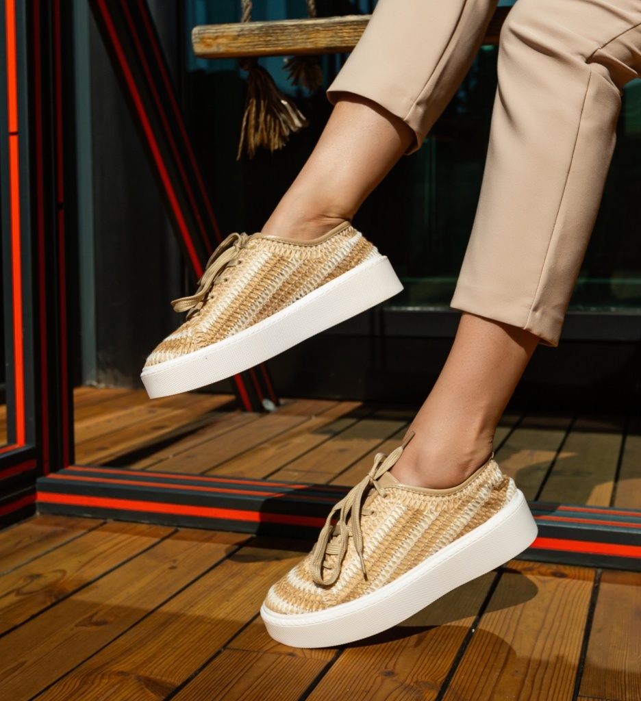 Sneakers dama Reinbou Bej - 4 | YEO