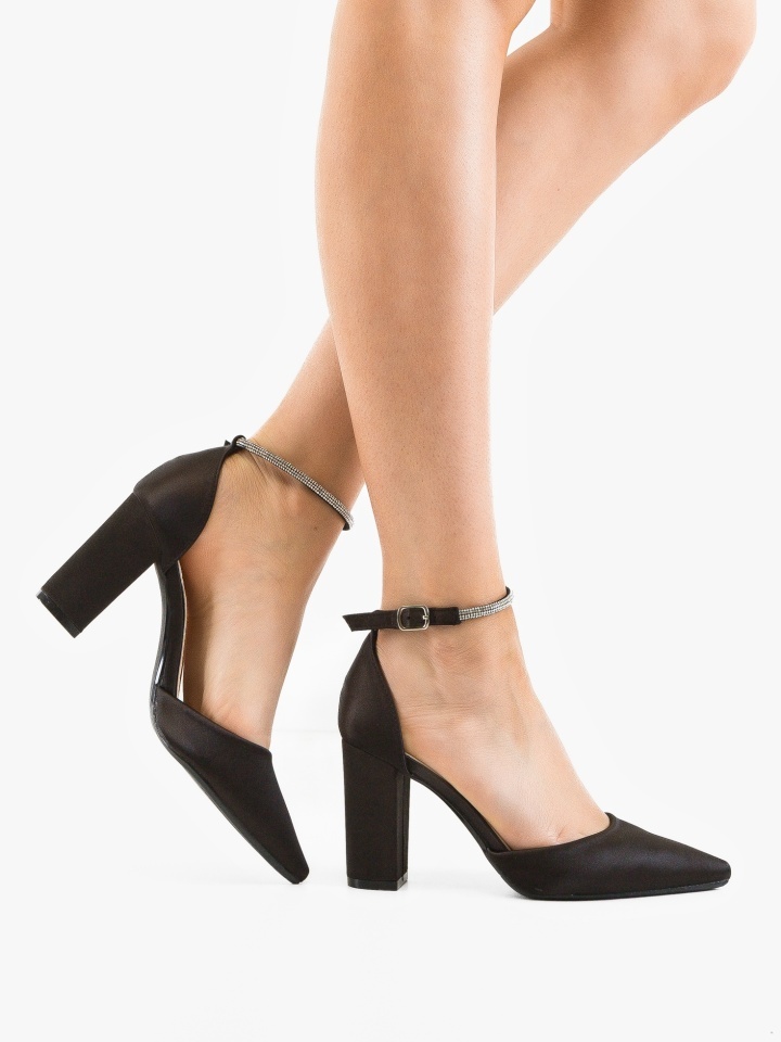 Pantofi dama cu toc Rose Negri