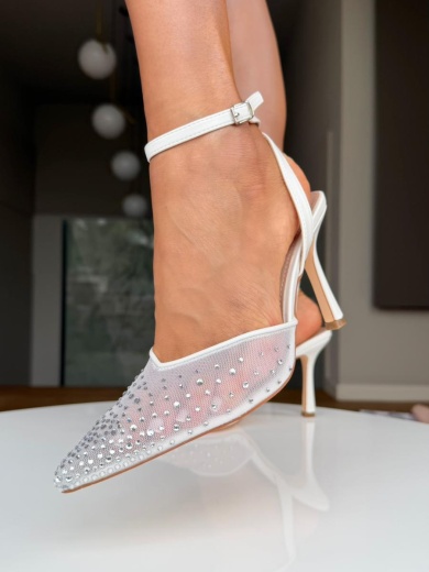 Pantofi cu toc Mubley Albi