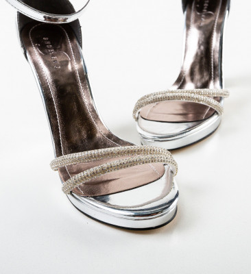 Sandale cu toc Rosalinda Argintii