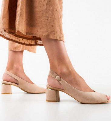 Sandale cu toc Teresa Khaki